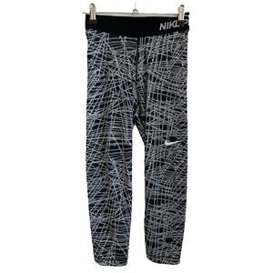Nike Pro XS Compression Leggings Printed Gray Black Cropped Workout